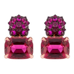 Jona Red Spinel and Ruby 18 Karat Rose Gold Stud Earrings