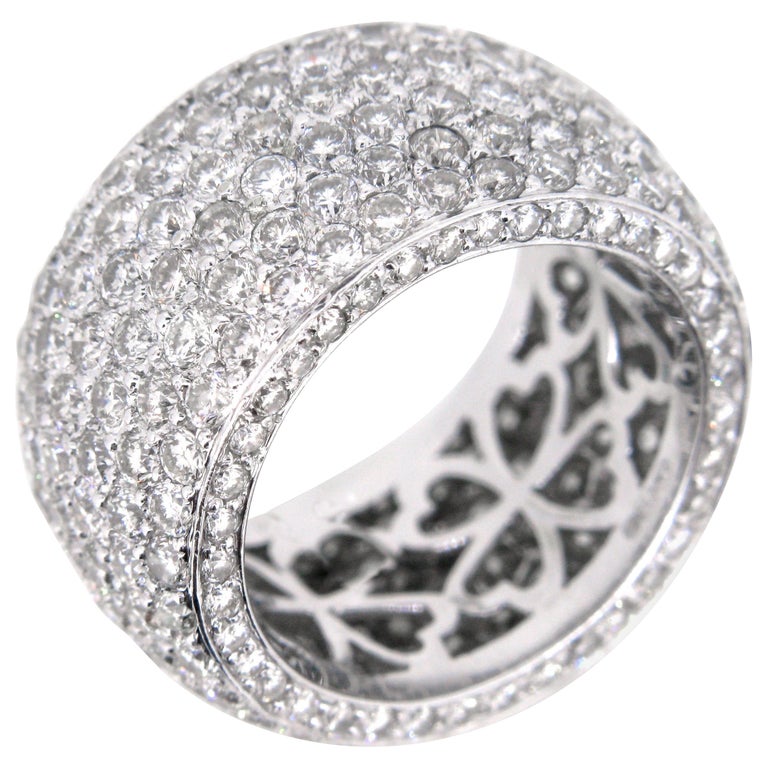 Large Band Pave Diamonds White Gold Design Fashion Ring For Sale at
