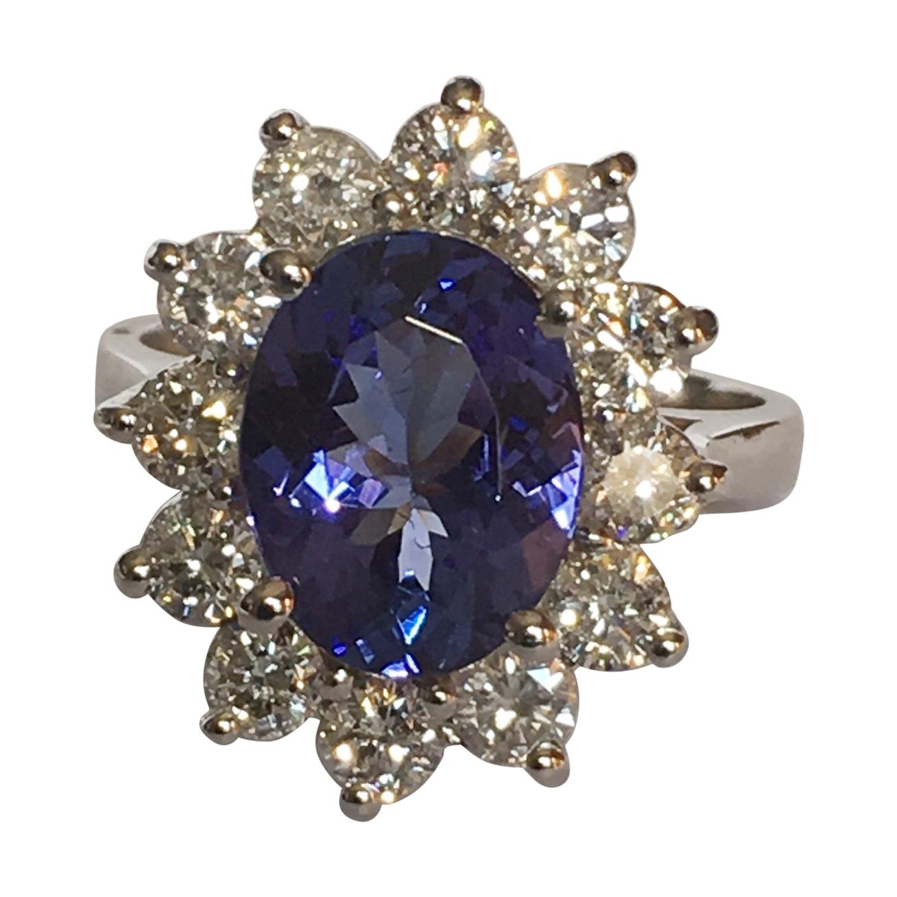 Princess Diana Inspired Tanzanite Diamonds Ring