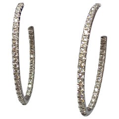 Hearts on Fire 18 Karat White Gold 1.97 Carat Total Weight Diamond Hoop Earrings