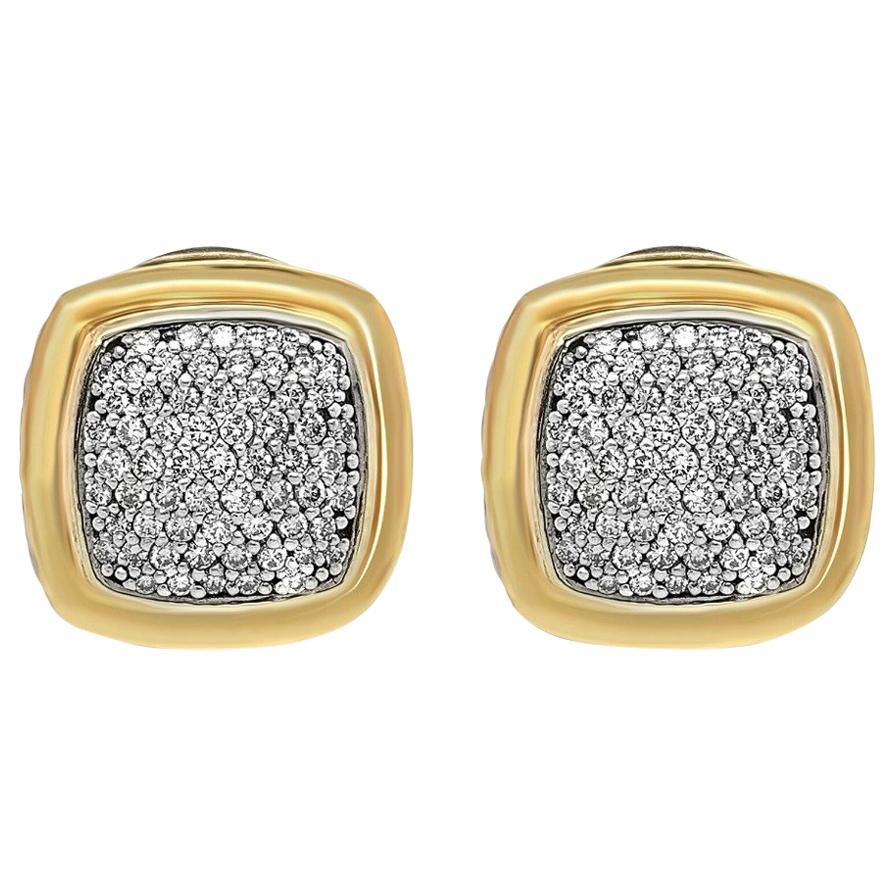 David Yurman 18 Karat Yellow Gold Silver Diamond Ear Clip Earrings at 1stDibs david yurman