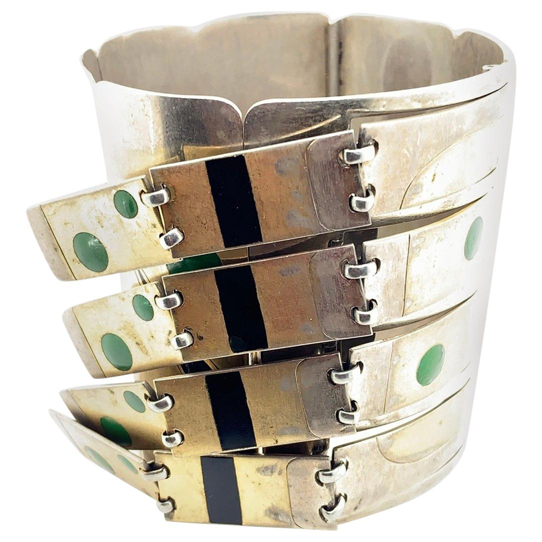 Art Deco Mixed Enamel and Metal Bracelet