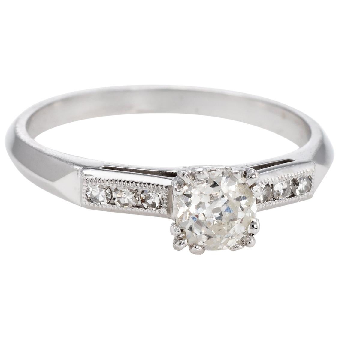 Antique Deco Diamond Ring Platinum Engagement Vintage Fine Jewelry