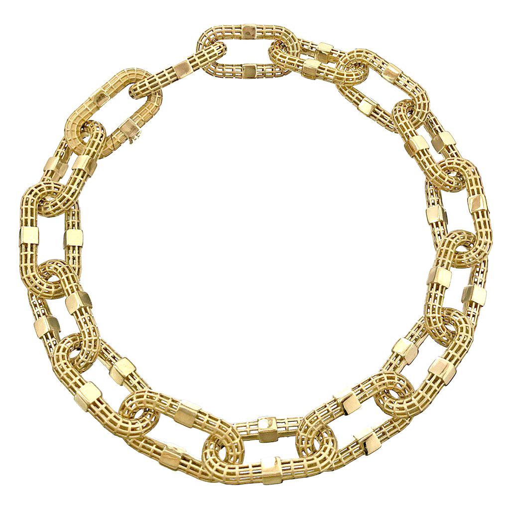 Offenes ovales Gliederarmband aus hochkarätigem Gold mit verstecktem Verschluss, Roule and Co. 2019 im Angebot
