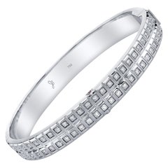18 Karat White Gold White Diamond Double Carousel Bracelet