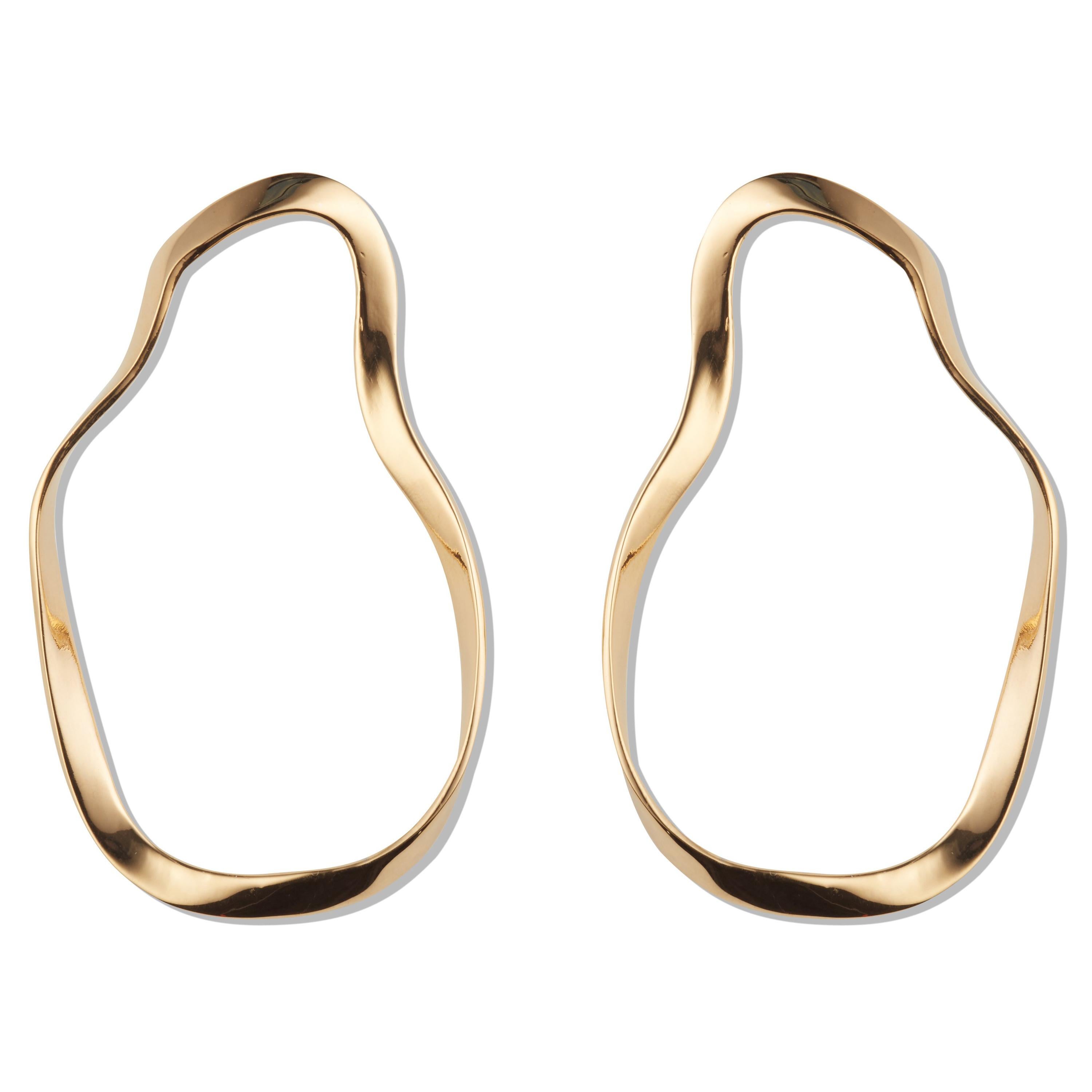 AGMES Unique Gold Vermeil Circular Organic Form Large Earrings