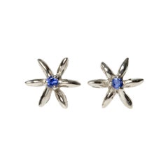 Sapphire Stud Earrings in 18 Karat White Gold Made in Italy Can Be Custom Made