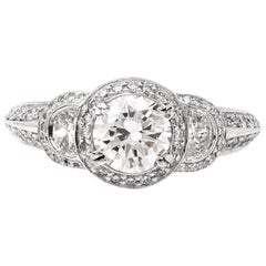 Ritani Three-Stone Half Moon Diamond Platinum Engagement Ring