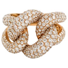 5.07 Carat 18 Karat Rose Gold Diamond Curb Link Band Ring