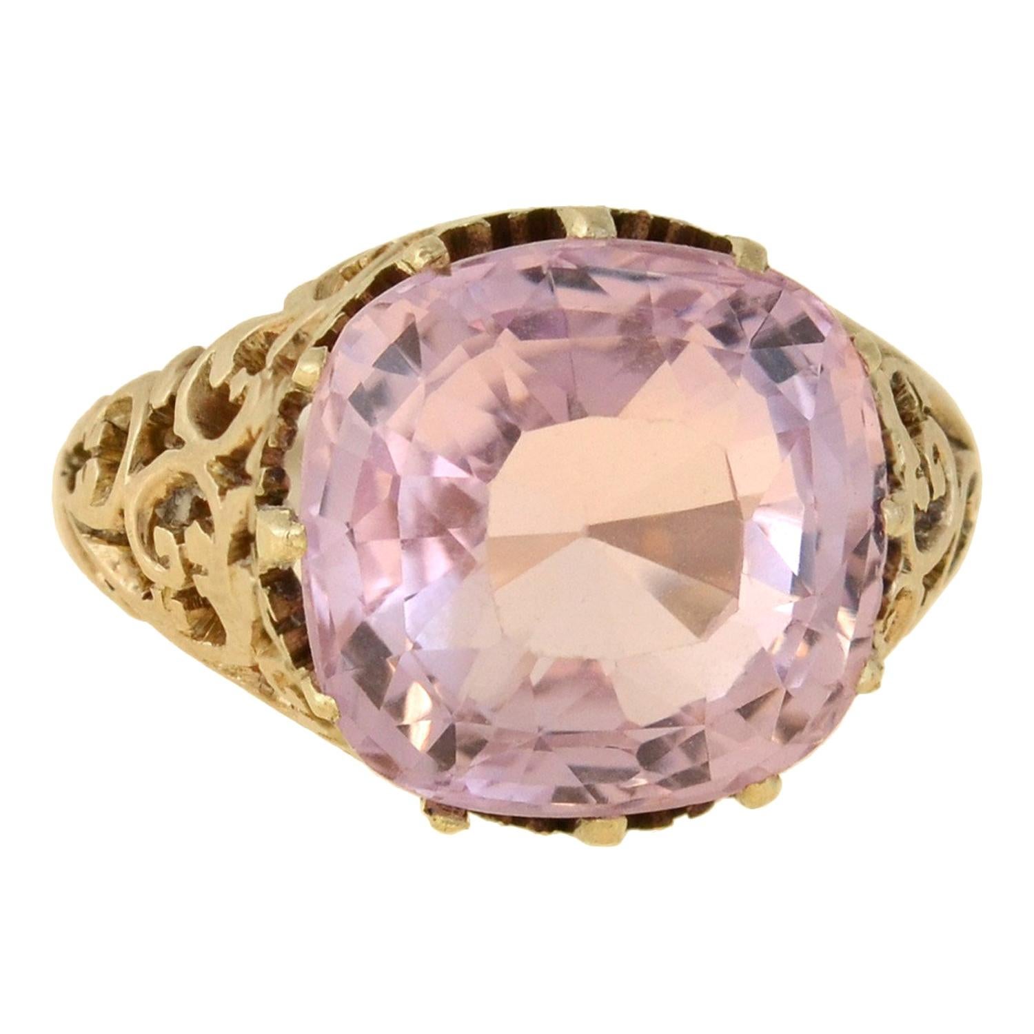 Victorian GIA Certified Natural Ceylon Pink Sapphire Ring 11.67 Carat