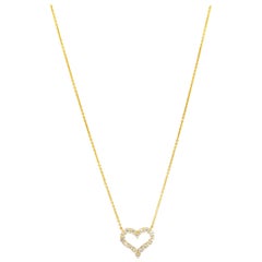 Tiffany & Co. Diamond Heart Pendant Necklace in 18 Karat Yellow Gold