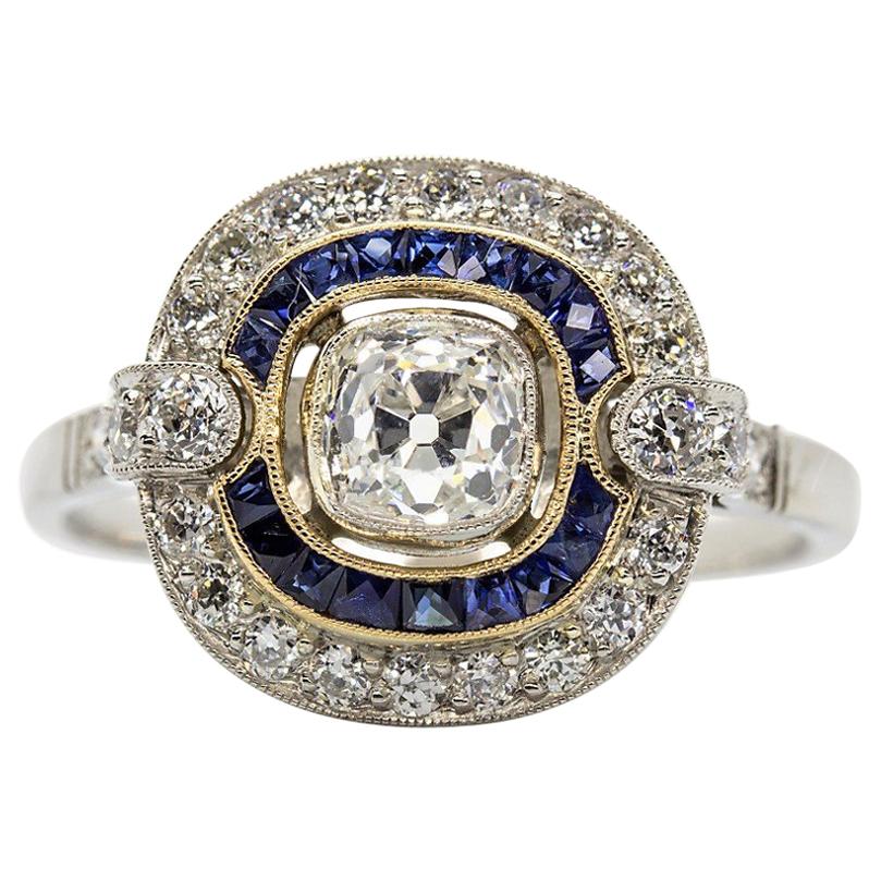 Gorgeous Platinum Diamonds and Sapphires Ring For Sale