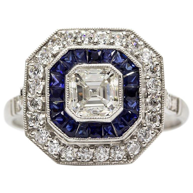  Platinum Diamonds and Sapphires Ring