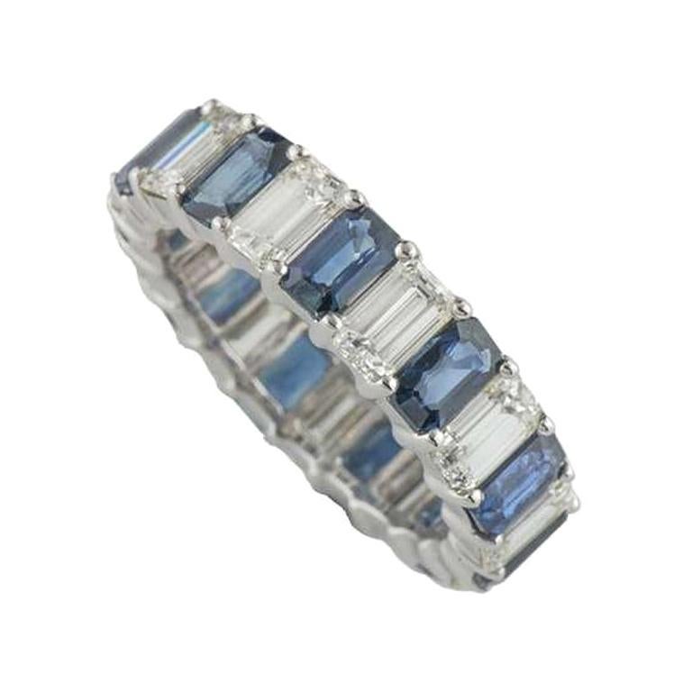 Diamond and Sapphire Full Eternity Band Ring For Sale