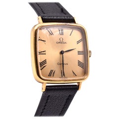 Omega 18 Karat Yellow Gold-Plated Square Watch