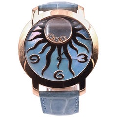 Chopard 18k Rose Gold Happy Sun with Blue Mop Dial Watch Ref. 2074694176