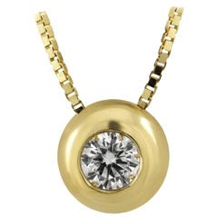 White Diamond Cipollina Pendent Set in 18 Karat Yellow Gold Made in Italy 