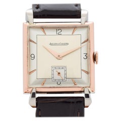 Vintage Jaeger-LeCoultre Square-Shaped Watch in 14 Karat Gold and Steel, 1940s