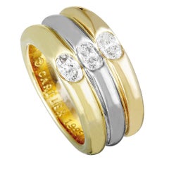 Cartier Ellipse 18 Karat Yellow and White Gold Diamond Ring