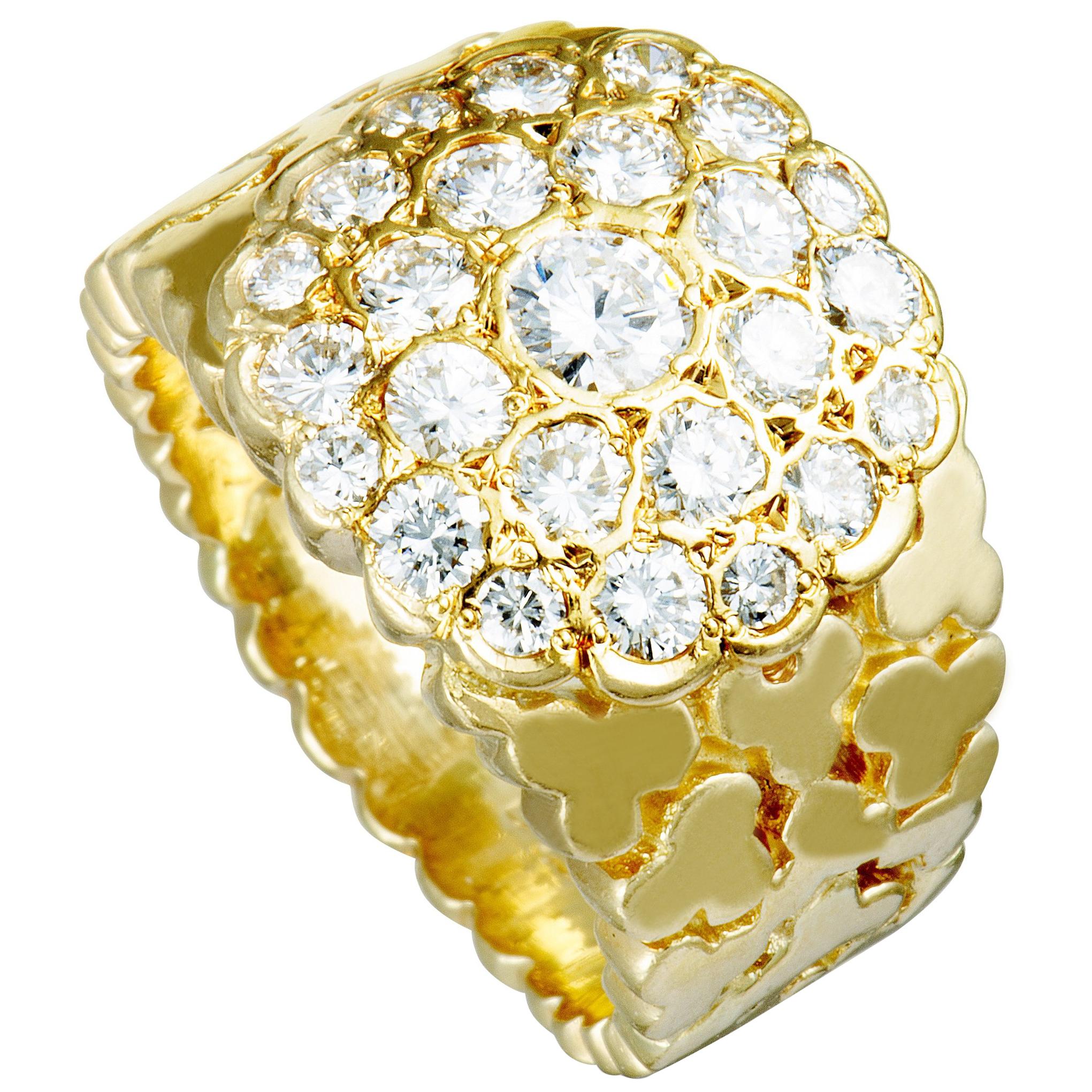 Van Cleef & Arpels Vintage Diamond Yellow Gold Band Ring