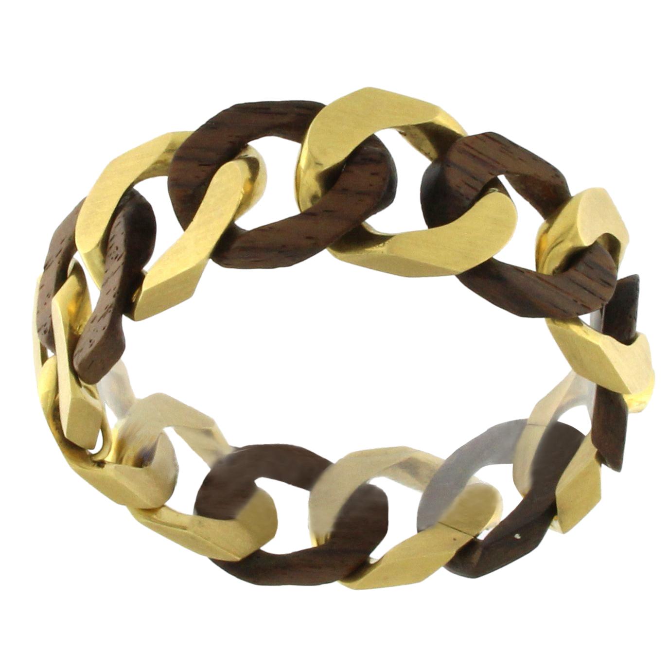 Chain Bracelet in 18 Karat Yellow Mat Gold and Rosewood