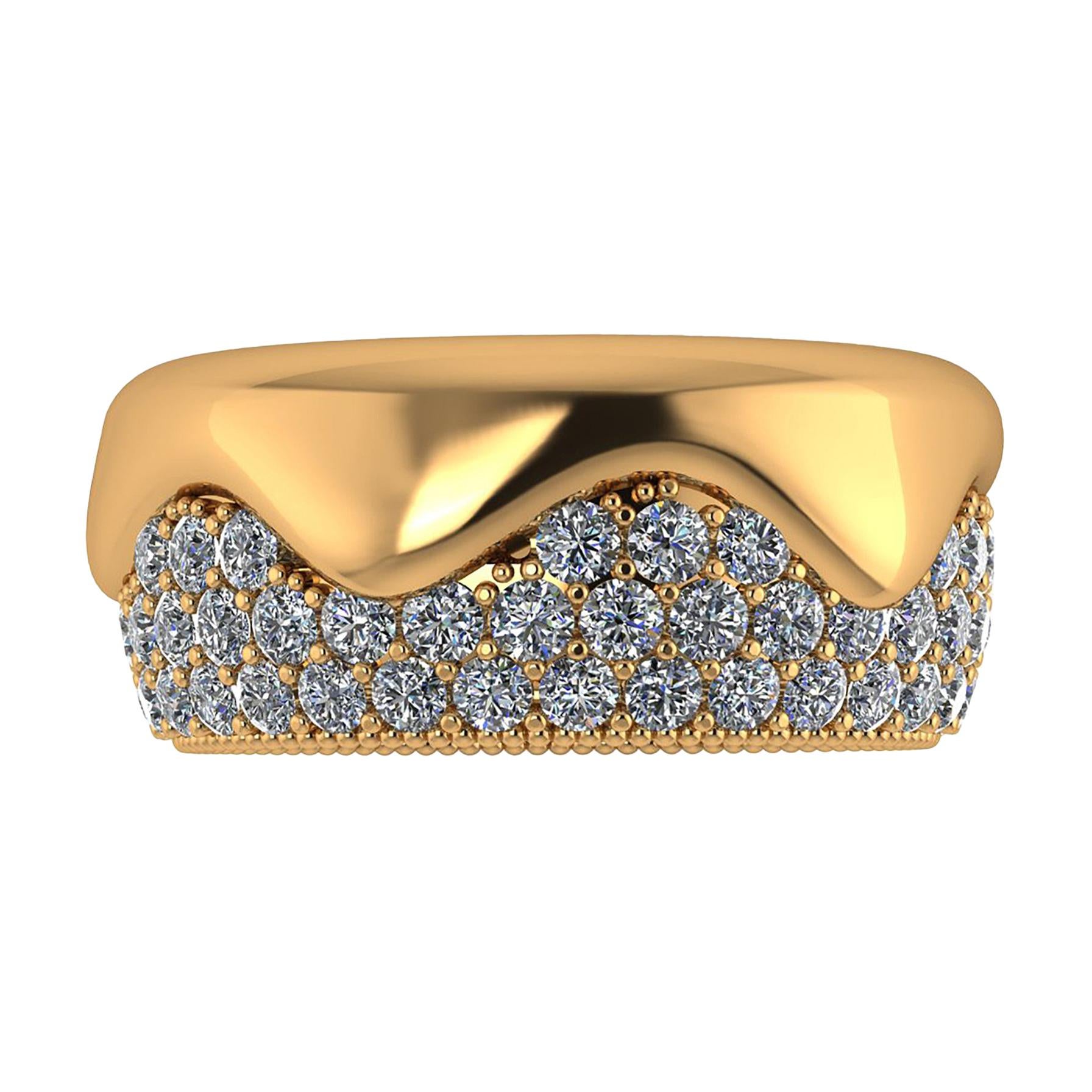 2.30 Carat White Diamond Melting Away Pave Ring in 18 Karat Yellow Gold For Sale