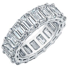 11 Carat Emerald Cut Diamond Eternity Band 18 Karat White Gold