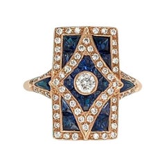 14 Karat Rose Gold 1.80 Carat Sapphire and Diamond Ring