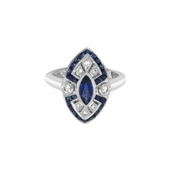 14 Karat White Gold 1.25 Carat Sapphire and Diamond Ring