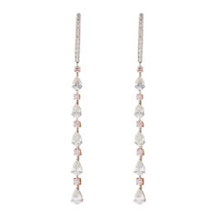 3.14 Carat Pear Shaped Diamonds with .55 Carat Pink Diamond Earrings '18 Karat'