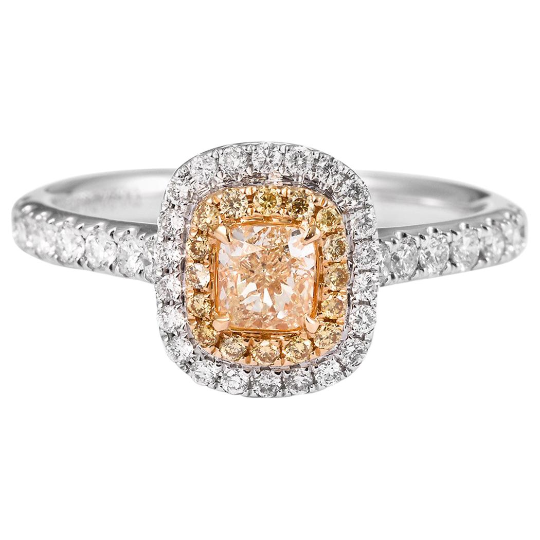 Natural Fancy Yellow Cushion Shape Diamond Engagement Fashion White Gold Ring