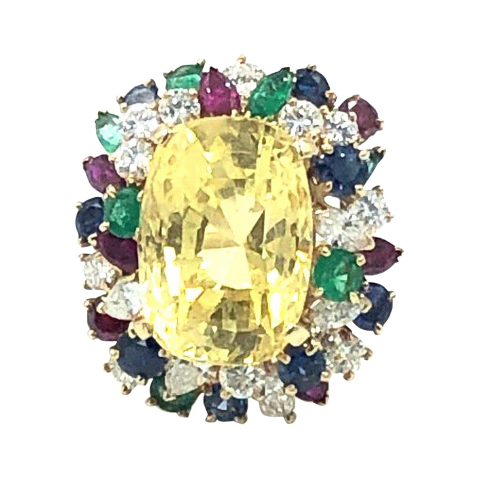 AGL Certified Natural No Heat Yellow Sapphire Ring, Oscar Heyman, 1960s For Sale
