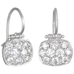 Faye Kim Platinum Micro-Pave Diamond Chiclet Earrings