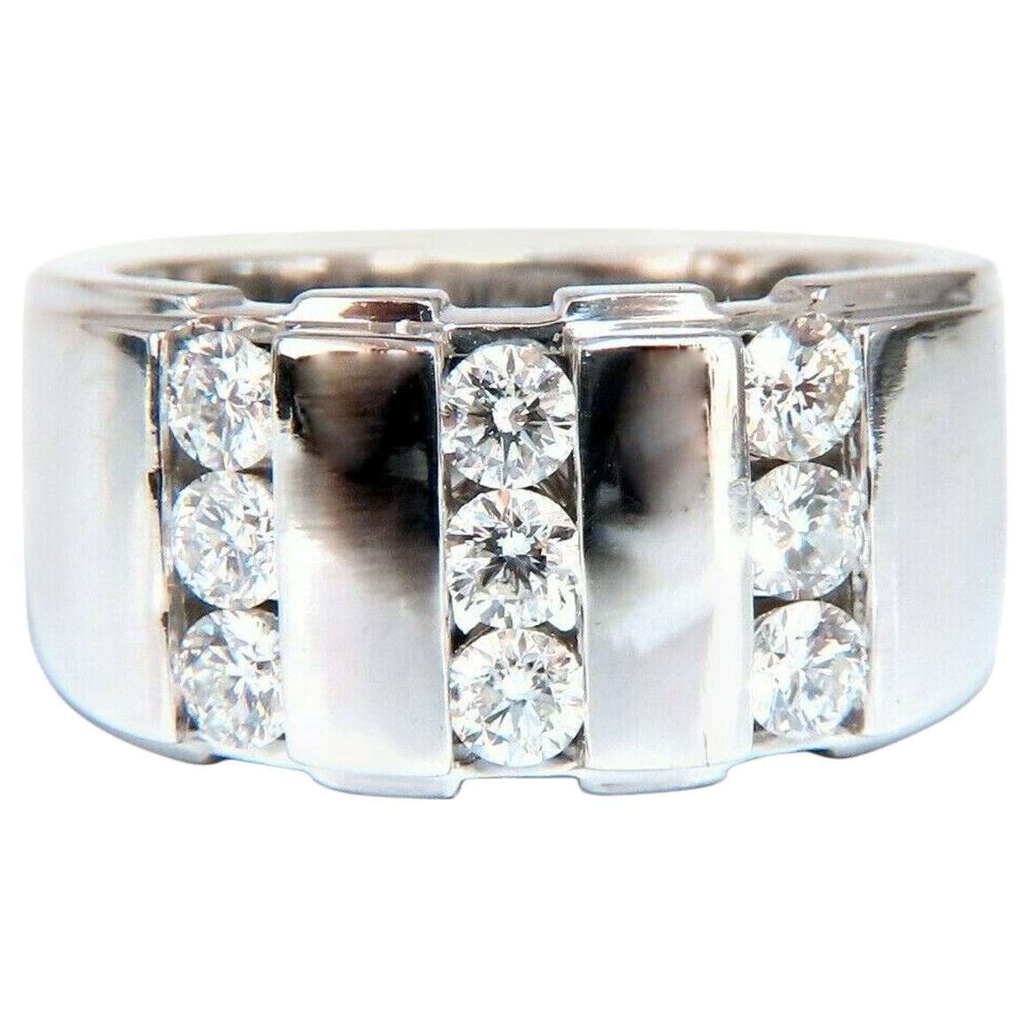 1.05ct Natural Round cut Diamonds mens band 14kt Channel (9) Comfort Fit For Sale