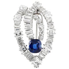 7.64 Carat Burmese Sapphire and Diamond Cartier Brooch