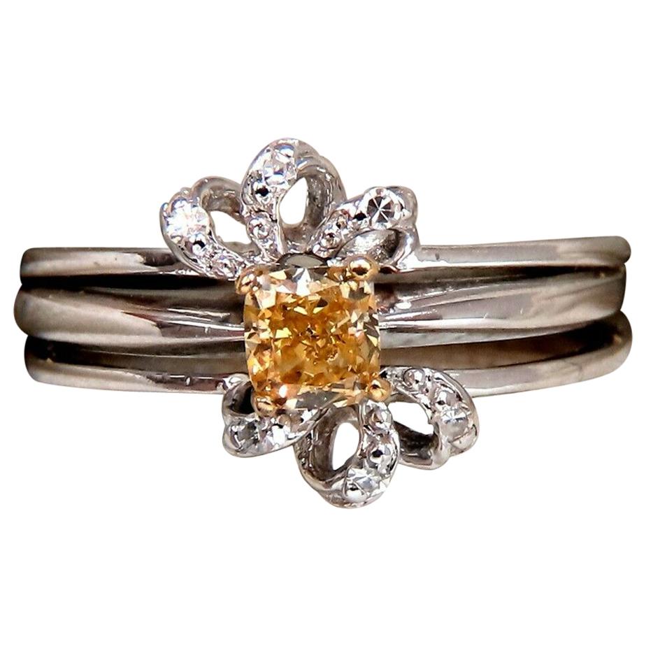 .58 Carat Natural Fancy Yellow Diamond Ring 14 Karat For Sale