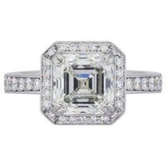 GIA Certified 3.20 Carat Asscher Cut Diamond Engagement Ring