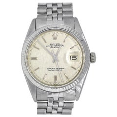 Vintage Rolex 1501 Datejust Stainless Steel Silver Linen Pie Pan Dial Watch