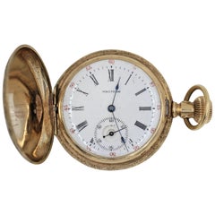 Waltham 14 Karat Yellow Gold Antique Pocket Watch 15 Jewels