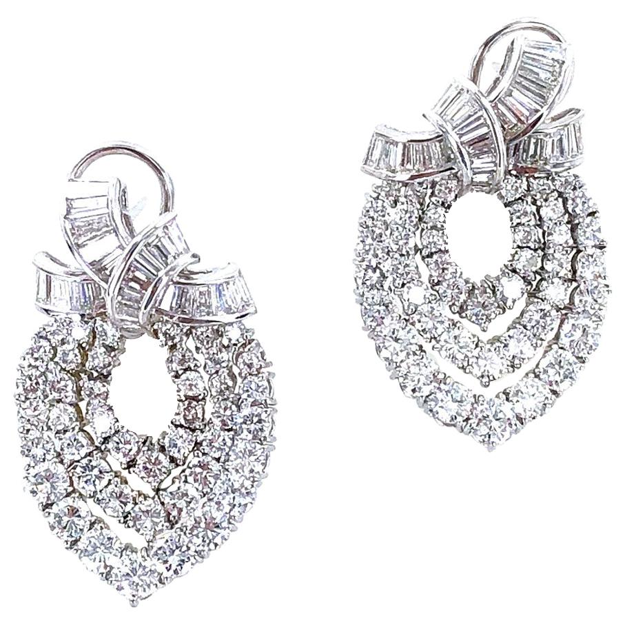 10 Carat Diamond Dangle Drop Earrings 18 Karat White Gold