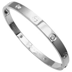 Cartier 4 Diamond White Gold Love Bangle Bracelet