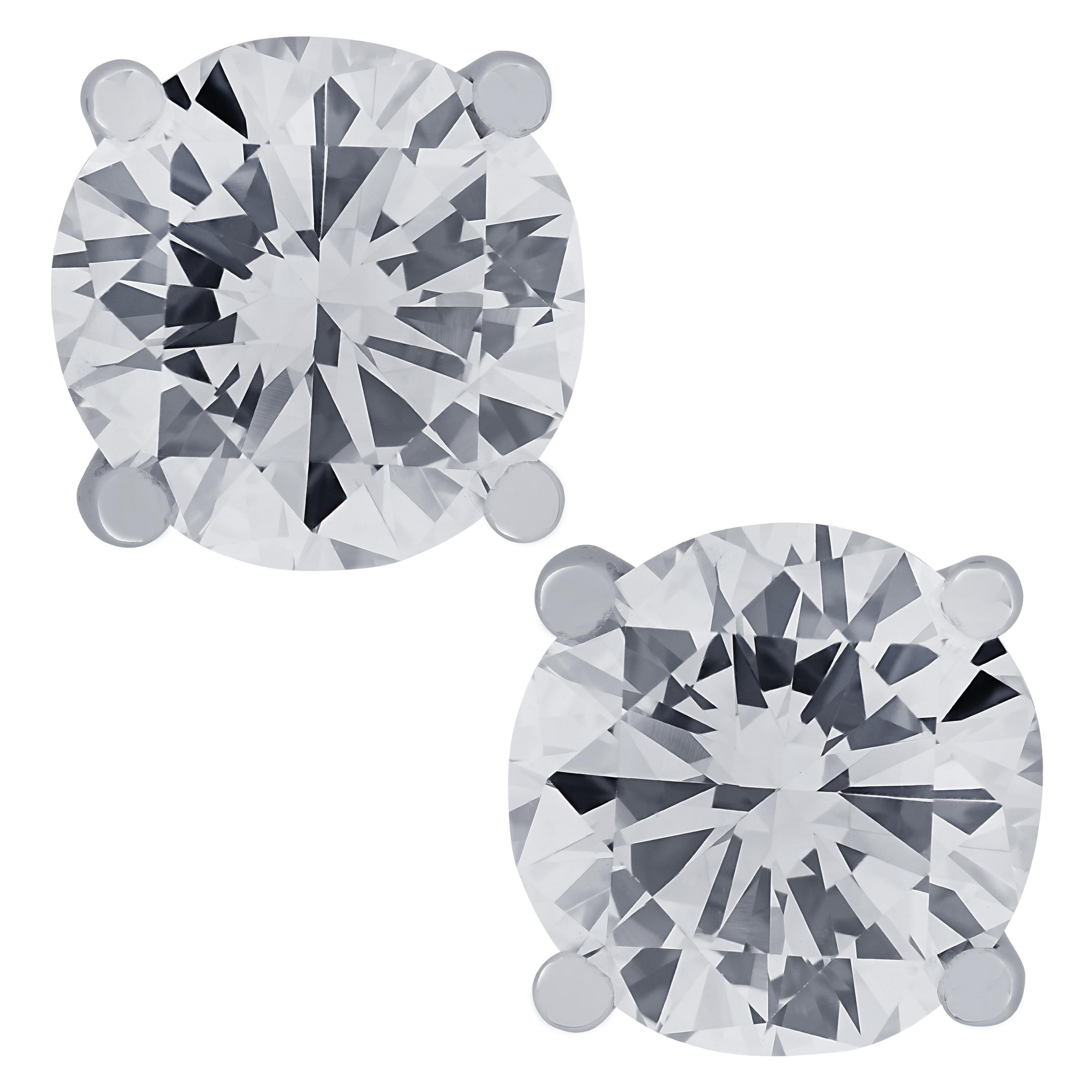 Vivid Diamonds Certified 5.96 Carat Diamond Solitaire Stud Earrings