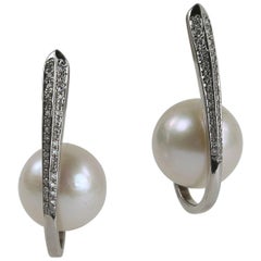 South Sea Pearl Diamond White Gold Heirloom Quality Drop Earrings