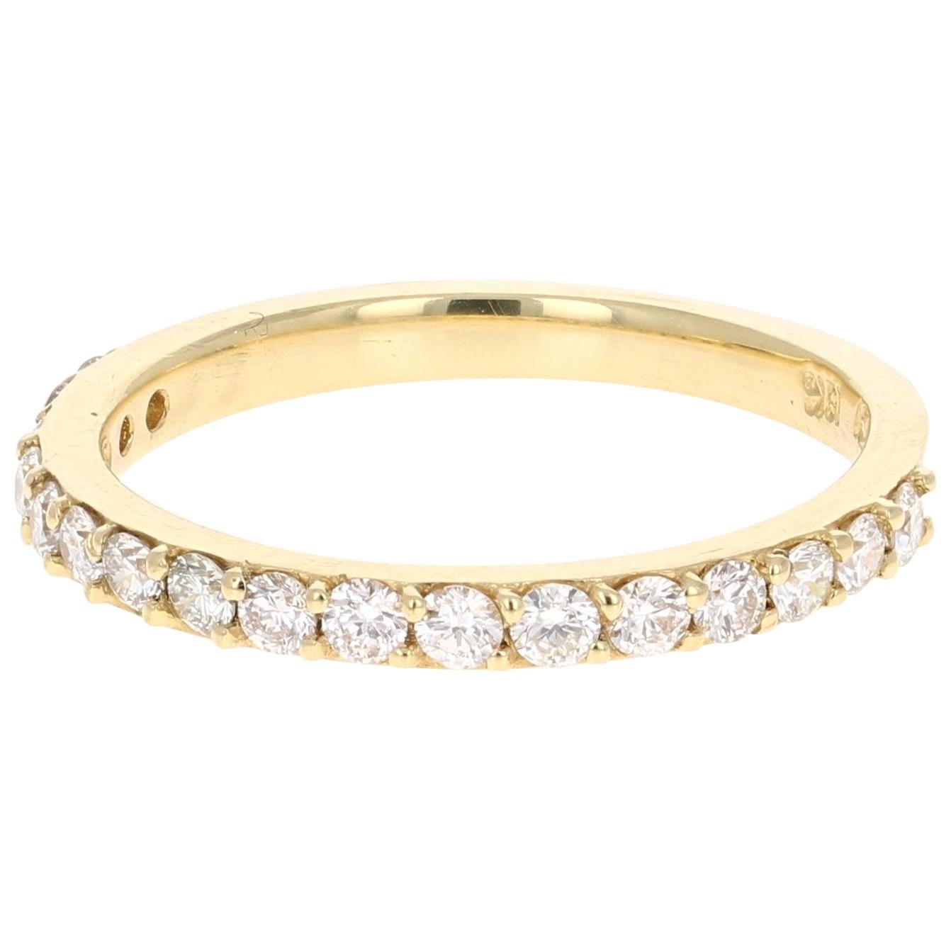 0.51 Carat Round Cut Diamond Band 18 Karat Yellow Gold