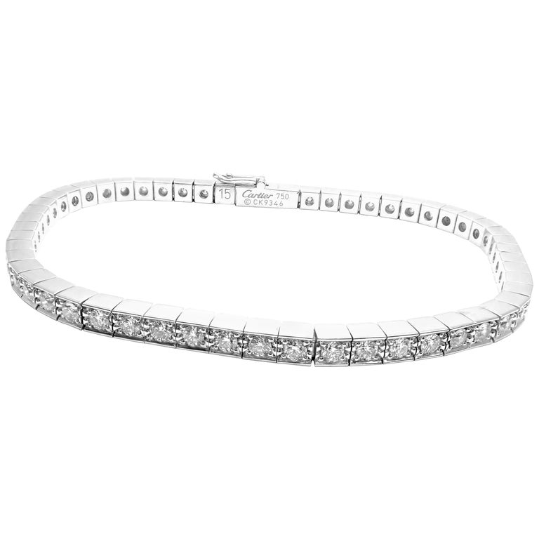 Cartier Lanieres Diamond Line White Gold Tennis Bracelet at 1stDibs | cartier  tennis bracelet, tennis bracelet cartier, cartier lanieres diamond bracelet
