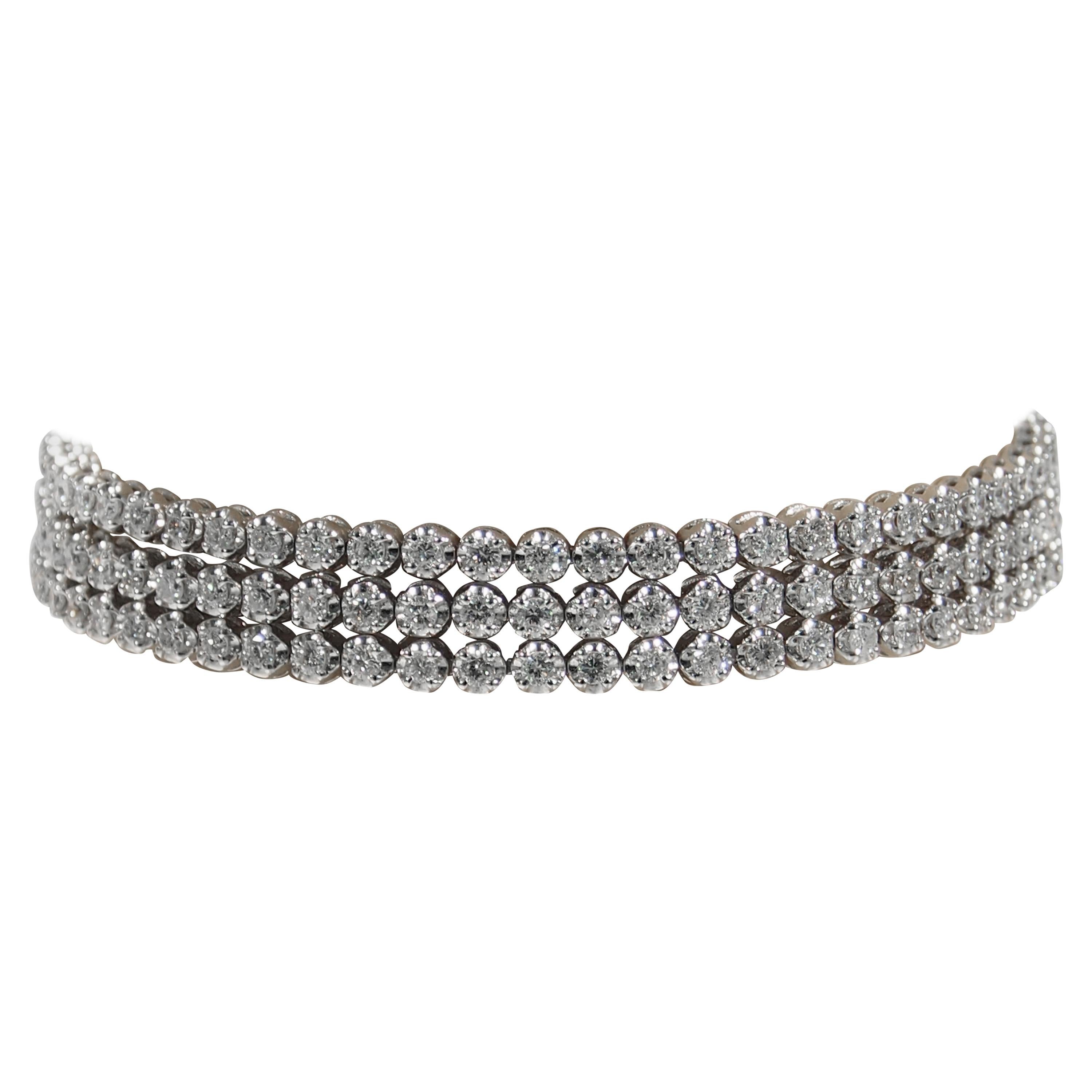 14 Karat Diamond Bracelet Multi Row Adjustable Size 2.30 Carat White Gold For Sale