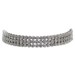 14 Karat Diamond Bracelet Multi Row Adjustable Size 2.30 Carat White Gold