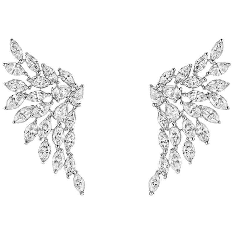 Diamond White Gold Angel Earrings 18 Karat White Gold For Sale