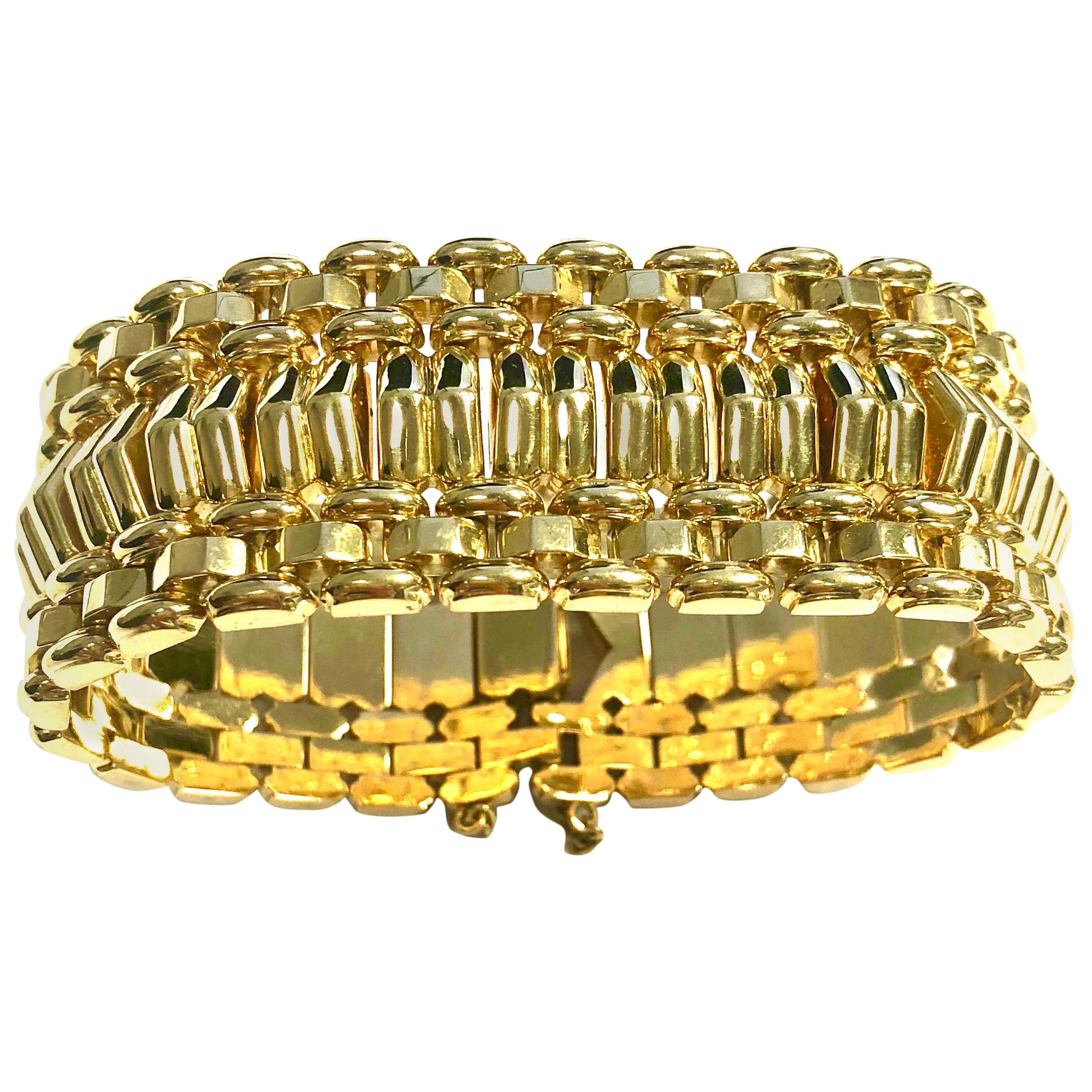 Large Solid Yellow Gold Vintage Bracelet