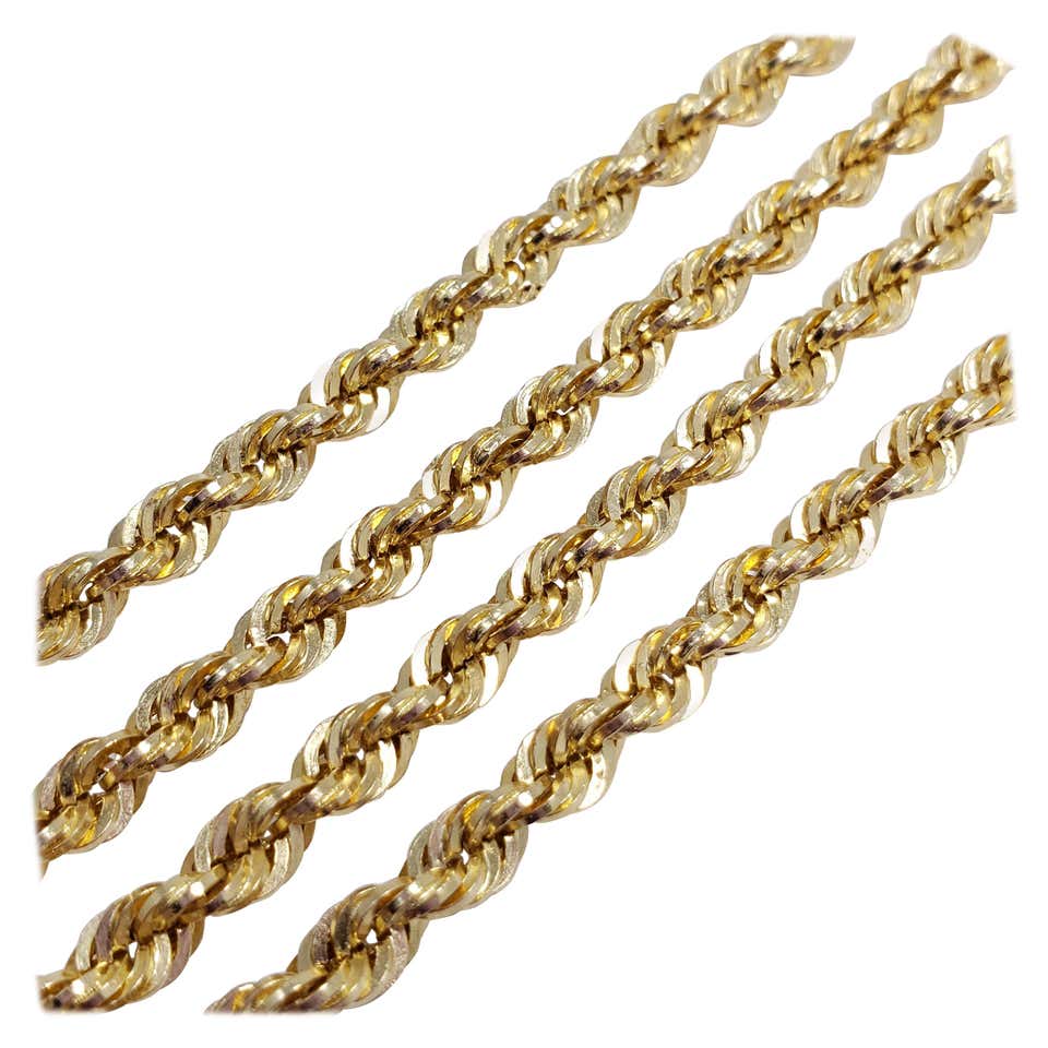 14 Karat Yellow Gold Twisted Textured Rope Simple Chain, 7.3g at 1stDibs